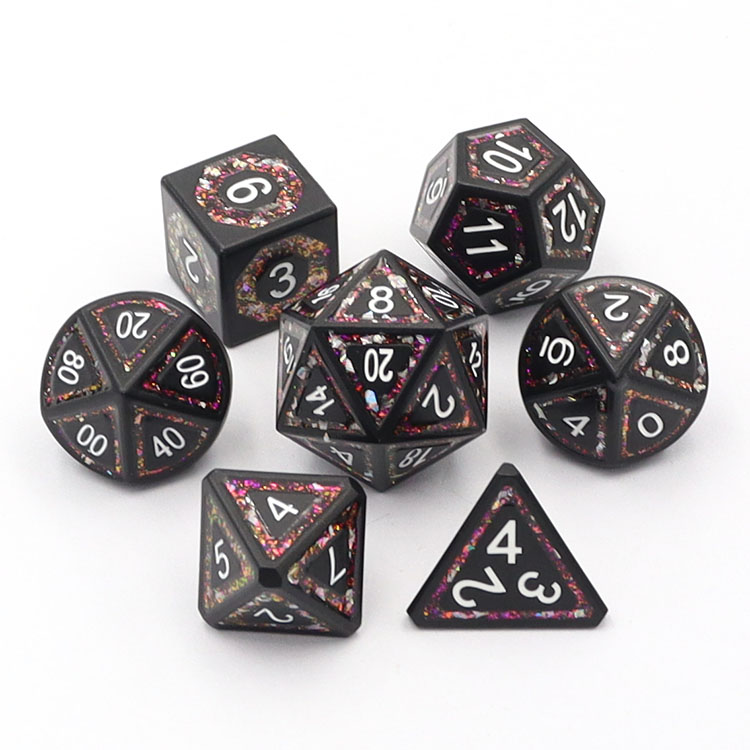 Zinc Alloy Metal Dice Set with Custom Colors and 14-20mm Size for DND & RPGs