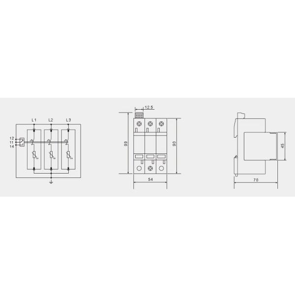 Тип 1 класса I 3p 12.5kA BR-12.5M 3P усмиритель пульсации SPD Arrester пульсации 3 участков