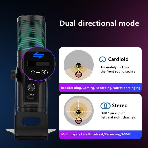 47.5*170mm Studio Quality USB Microphone Cardioid Stereo Directional USB Microphone
