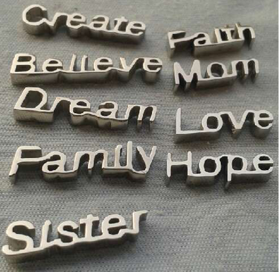 Stainless Steel Customized Letters Words Charms for Glass Floating Charm Locket