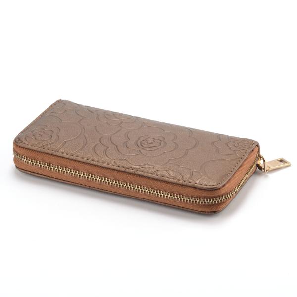 as senhoras de 19x9.5cm Debossing embreiam a bolsa, a carteira dobrável em três partes de couro das mulheres de BSCI com bolso da moeda