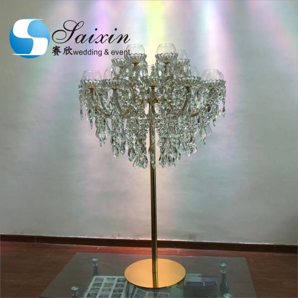 ZT-325L New custom  wedding decoration centerpieces 18 arms gold crystal candelabra