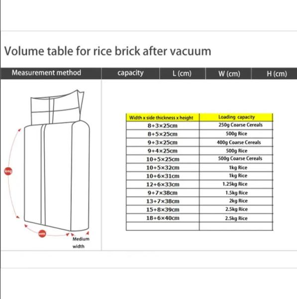Impression à la gravure Produits alimentaires Emballage de riz Plastique sous vide 1 kg 2 kg 5 kg 10 kg Pe Sac de joint thermique avec poignée
