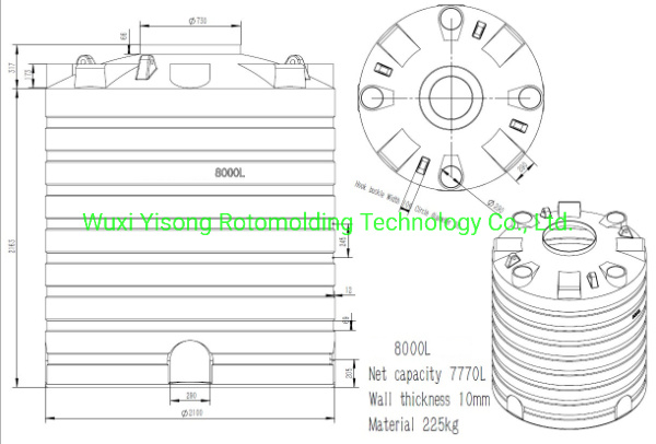 продукты Rotomolding OEM прессформы танка воды 8000l пластиковые