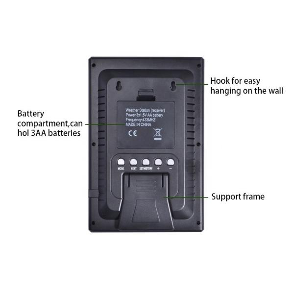 Indoor / Outdoor Weather Station With Solar Technology And Humidity Range Of 20% To 90%
