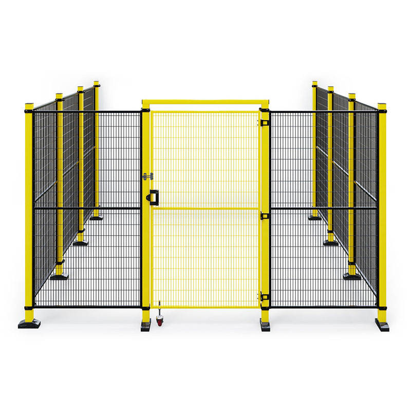 Hsj Modular Robot Safety Fence EN ISO Compliant Machine Guard Barrier Steel Mesh PC Arc Shield Panel With Hinged Sliding Cantilever Safety Doors & Multi-Grade Security Locks Custom Size Height