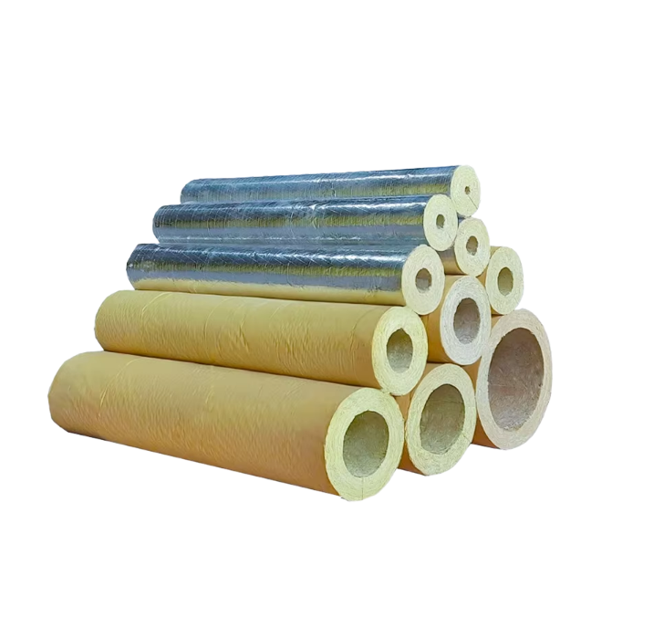 Fireproof RockWool Pipe Wired Mesh Heat Insulation With Aluminum Foil