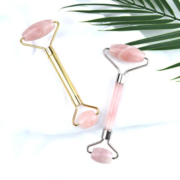 Face Massage Equipment Pink Rose Quartz Gua Sha Massage Natural Jade Ice Roller for Anti Aging Therapy Nephrite Stone