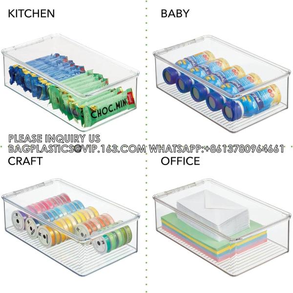 Plastic Bathroom Vanity Organizer Bin With Lid For Medication, Accessories, Cosmetics And More, 7.25 X 10.75 X 5