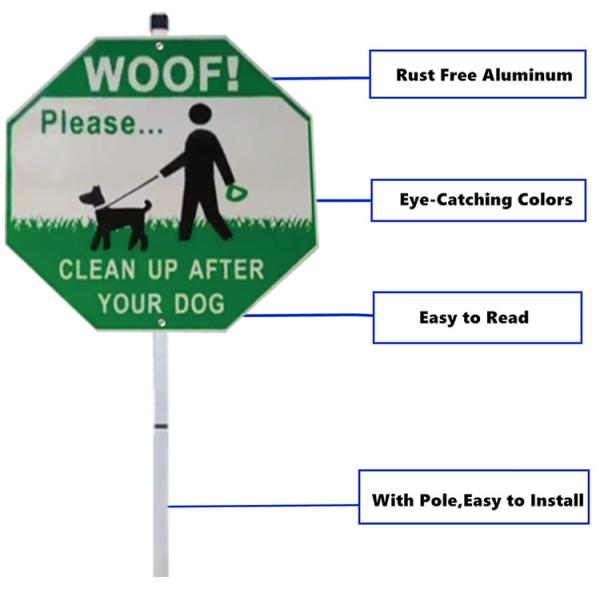 Customized Home Security Sign Clean Up After Your Dog Aluminum Yard Sign Post by Toowin