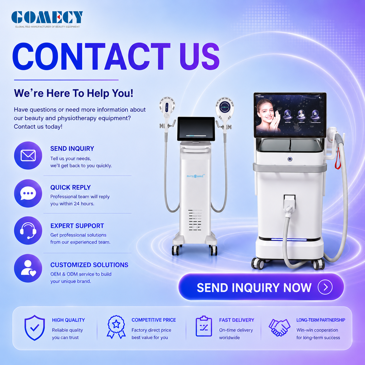 Gomecy High Power Diode Laser Hair Removal Machine 1600W 4 Wave Laser Equipment with Multi Cooling System for Salon Spa Clinic Use