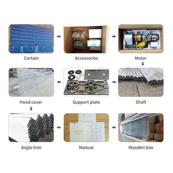 Inorganic Fire Fabric Roll Up Doors Folding Automatic Stackable 40mm Splint