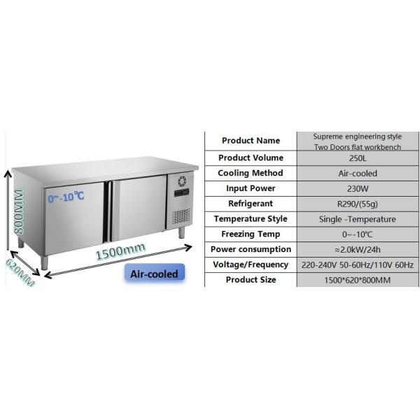 Wear Proof Double Door Undercounter Freezer Thermal Insulation Eco Friendly