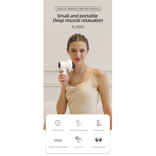 Cordless Handheld Massager with Deep Tissue Percussion Massager 9 Adjustable Speed Modes Body Massager Factory Customization