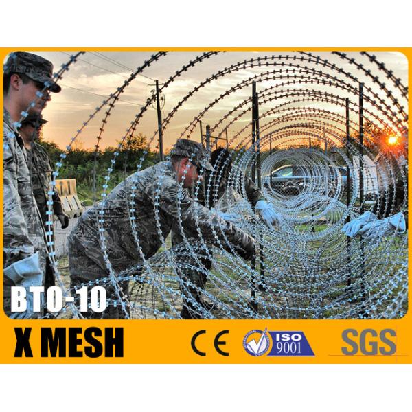 BTO 10 Type Razor Wire With Hot Galvanized High Grade Security For itary Fields