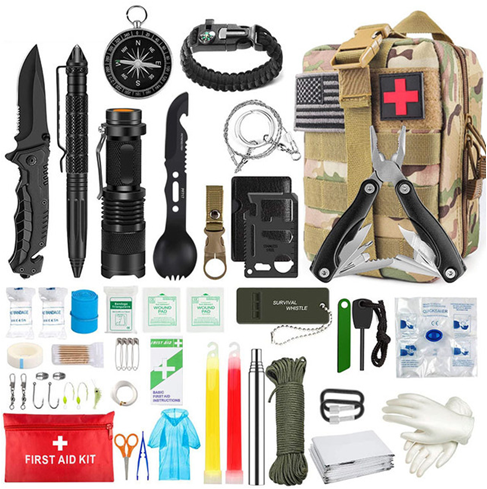 SOS outdoor Multi tool tin metal case camping survival Kit 8 Pieces set survival tools