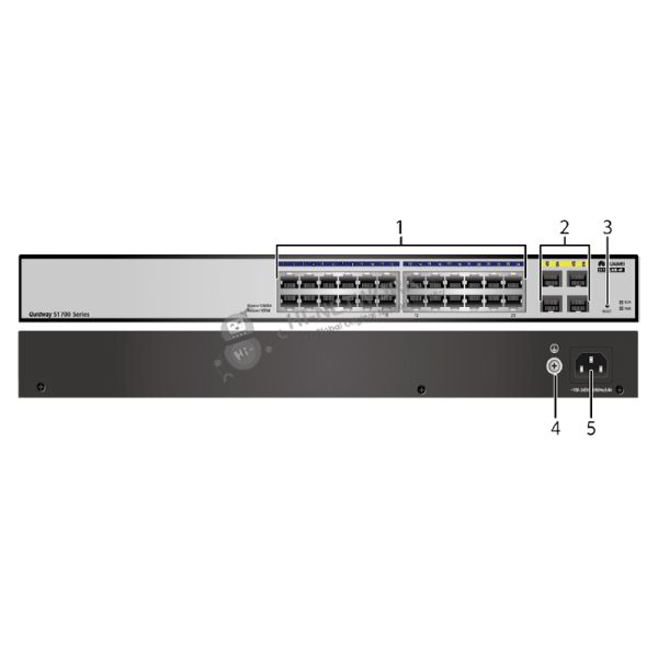 Huawei Switch S1728GWR-4P 24 Port Network Switch with 4 x 1000 BASE-X SFP ports 128 MB Memory and 32 MB Flash memory