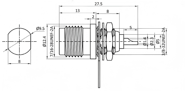 TNC Female Bulkhead Panel Connector Nickel Plated Brass with DC-6GHz Frequency Range RF Coaxial Connector