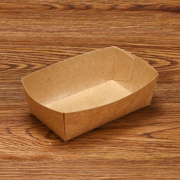 Grado de papel alimenticio a prueba de aceite bandeja barco cajas de papel Kraft para comida rápida y comida para llevar