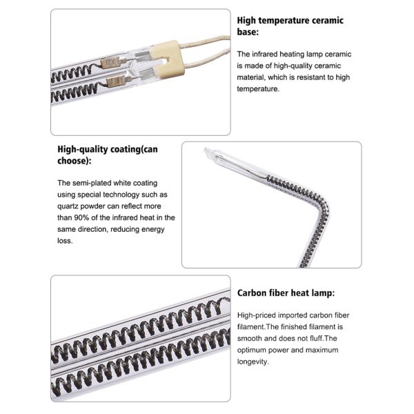 Carbon Filament Infrared Heating Lamp with 1100-2600°C Filament Temperature and 5000 Hours Service Life