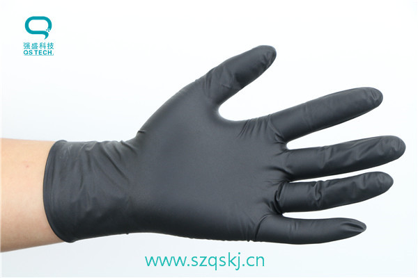 9 Inch Clean Room Anti Static Black Nitrile Gloves For Electronics EN420 EN388
