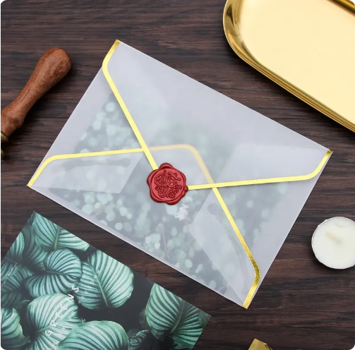 Custom Gilt Edge Glassine Paper Envelope Bag for Postcard and Greeting Card Packing