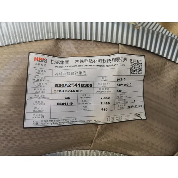 ASTM A653 CS Type B G90 Minimum Spangle Galvanized Steel Coil Not Skin-Passed for Container Plate