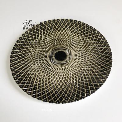 Luxo Pratos de carregamento pretos Vestuário de casamento Vidro romboide 32cm