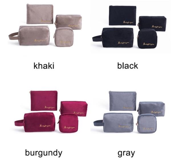 Wholesale Custom Best Selling Colorful Flannel Custom Cosmetic Set Make Up Bag for Women