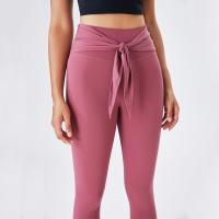 O ODM Plum Red Women Tight Yoga arfa Bum Leggings Spandex Ruched sem emenda