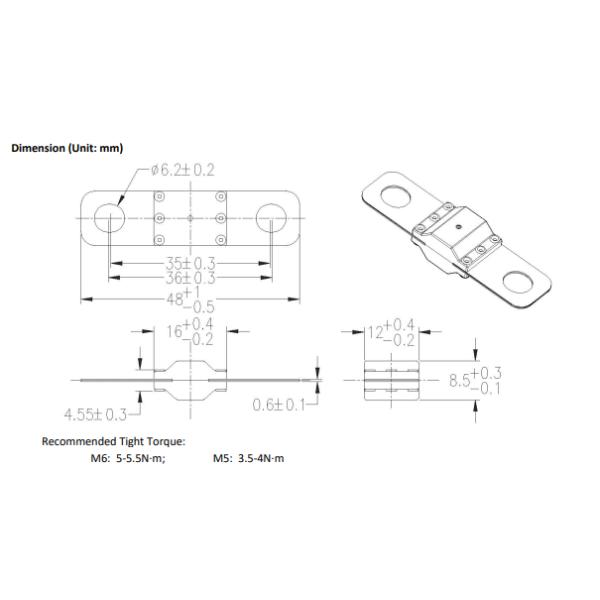 ASTM A121601-200A 125VDC EV Charger Bolt Screw Fuse For Road Vehicles