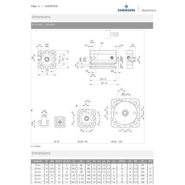 Compact Aluminium Double Acting Piston Rod Cylinder ISO 21287 Standard CCI