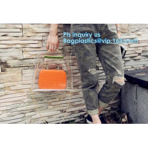 customized clear pvc tote bag handbag, Trendy Lady Handbags with Zipper Handle Shoulder Tote Bag, Envelope Clutch Bag Ha