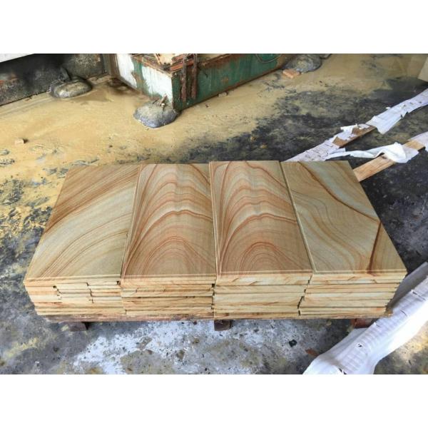 Wooden vein Sandstone natural sawn cut bushhammered honed tile slabs