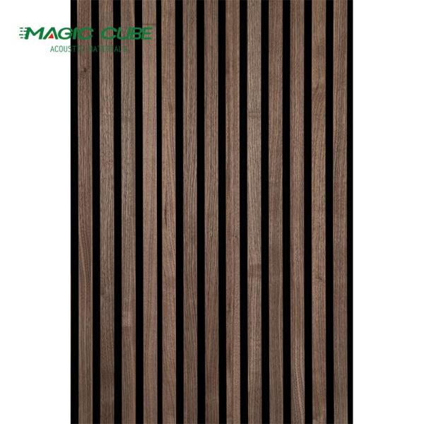 Natural Oiled Oak Veneer Acoustic Slat Wall Panel With Polyester Fiber Base