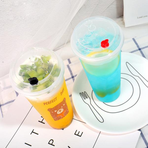 Custom gobelets en plastique pp printed disposable packaging cup plastic juice boba tea cups with lids