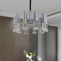 Stainless Steel Chrome Modern Crystal Ceiling Lights Adjustable 110V - 240V