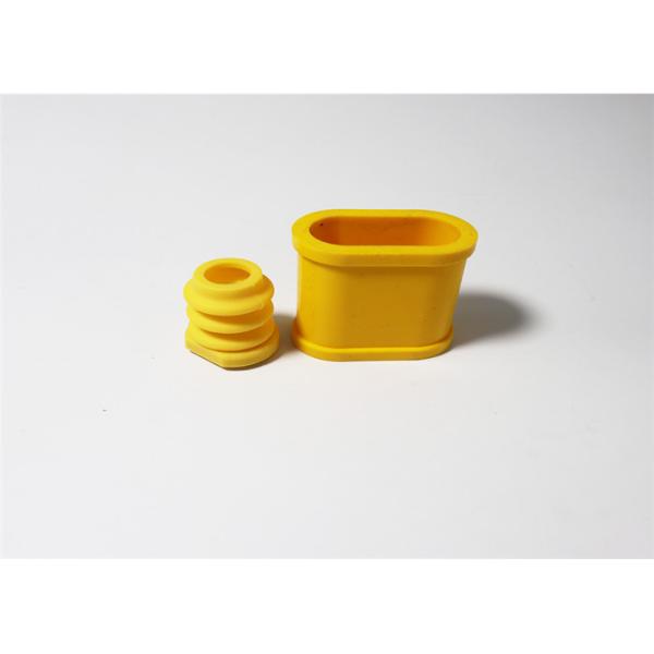 Shockproof Molded Silicone Parts Odorless , Yellow Silicone Tubing Connectors