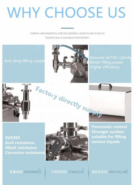 Máquina de enchimento de líquido pneumático semi-automático de 200 BPH com aquecedor e misturador