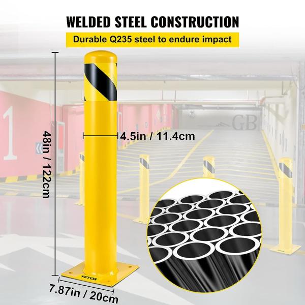 4.5 Inch Diameter Steel Pipe Safety Bollard 48 Inch Height Bollard Post