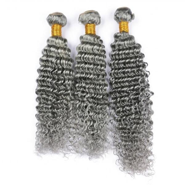 Grey Deep Wave Remy Human Hair Bundles Sew In Weave Bundles Brazilian Bundle Deals