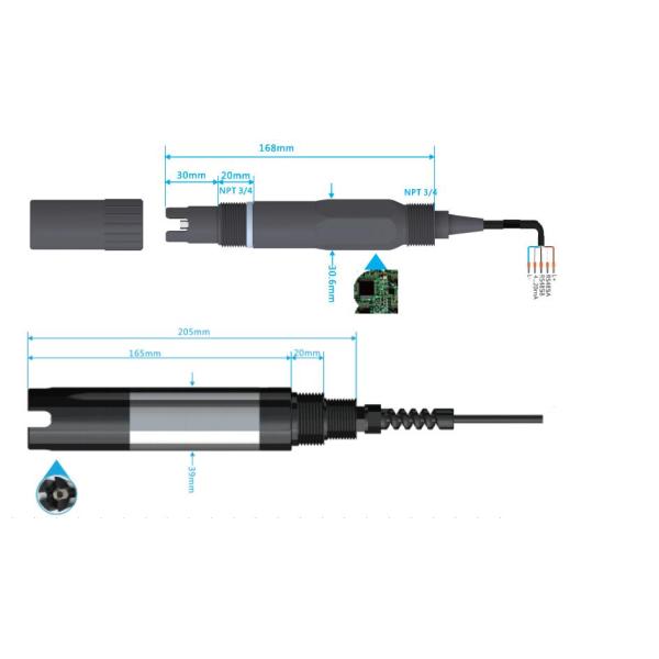 RS485 вывело наружу онлайн азот sensor+transmitter амиака качества воды