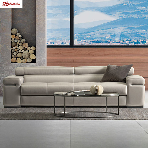 Luxury Design Leather Sofa Sets with Adjustable Headrest for Hotel Lobby Use