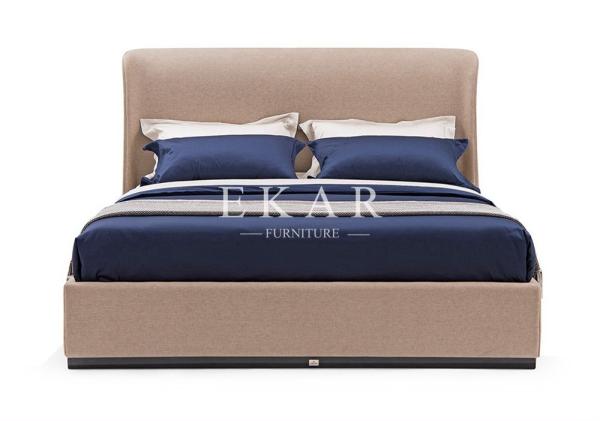 Modern Fabric Upholstered Headboard Wooden Divan Bed