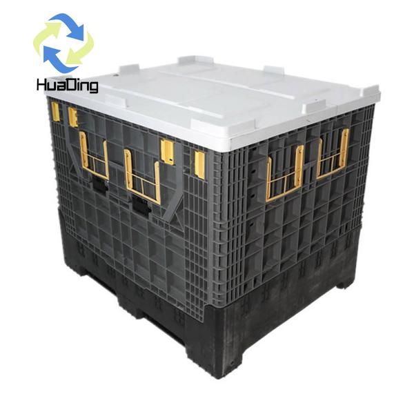 Foldable Galvanized Mesh Pallet Box Container with 1T Dynamic Load Capacity by HUADING