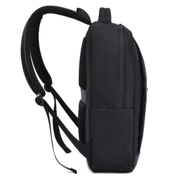 15.6inch Business Laptop Backpack USB Charging Black Leather Laptop Bag