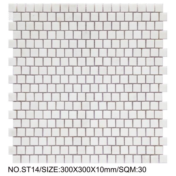White Elegant 300x300mm Natural Stone Mosaic For Rebuilding and Living Room