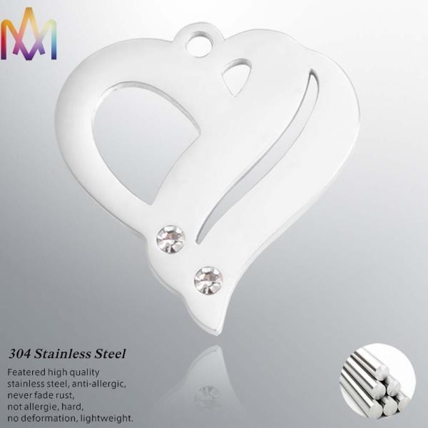22.5x23.5mm отполированный шкентель сердца нержавеющей стали неубедительный