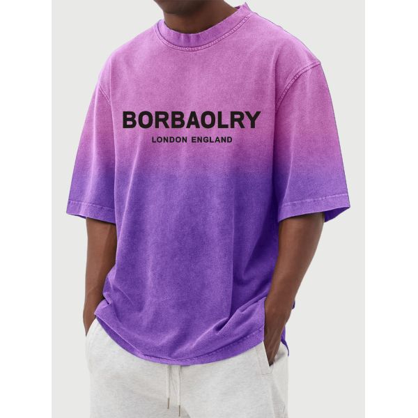 Personalized Street Men's Washed Gradient Short-sleeved T-shirt Casual Men's Tops Summer Clothing Wholesale