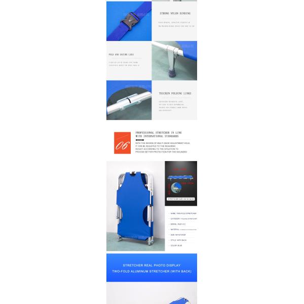 Blue Aluminum Alloy Folding Stretcher Manual Foldable Canvas Stretcher